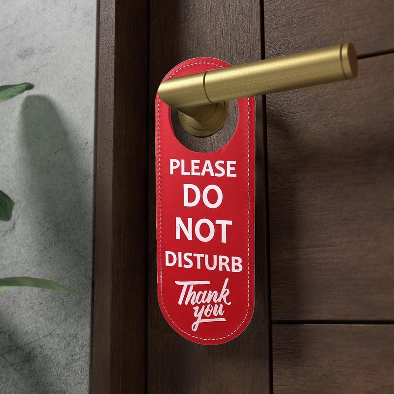 Bruislard PU Leather Double Sided Please Do Not Disturb Sign, Do Not Disturb Door Hanger Sign, Door Knob Privacy Signs for Office Clinic Dorm Online Class Video and Meeting Session, 1 Pack - Image 4